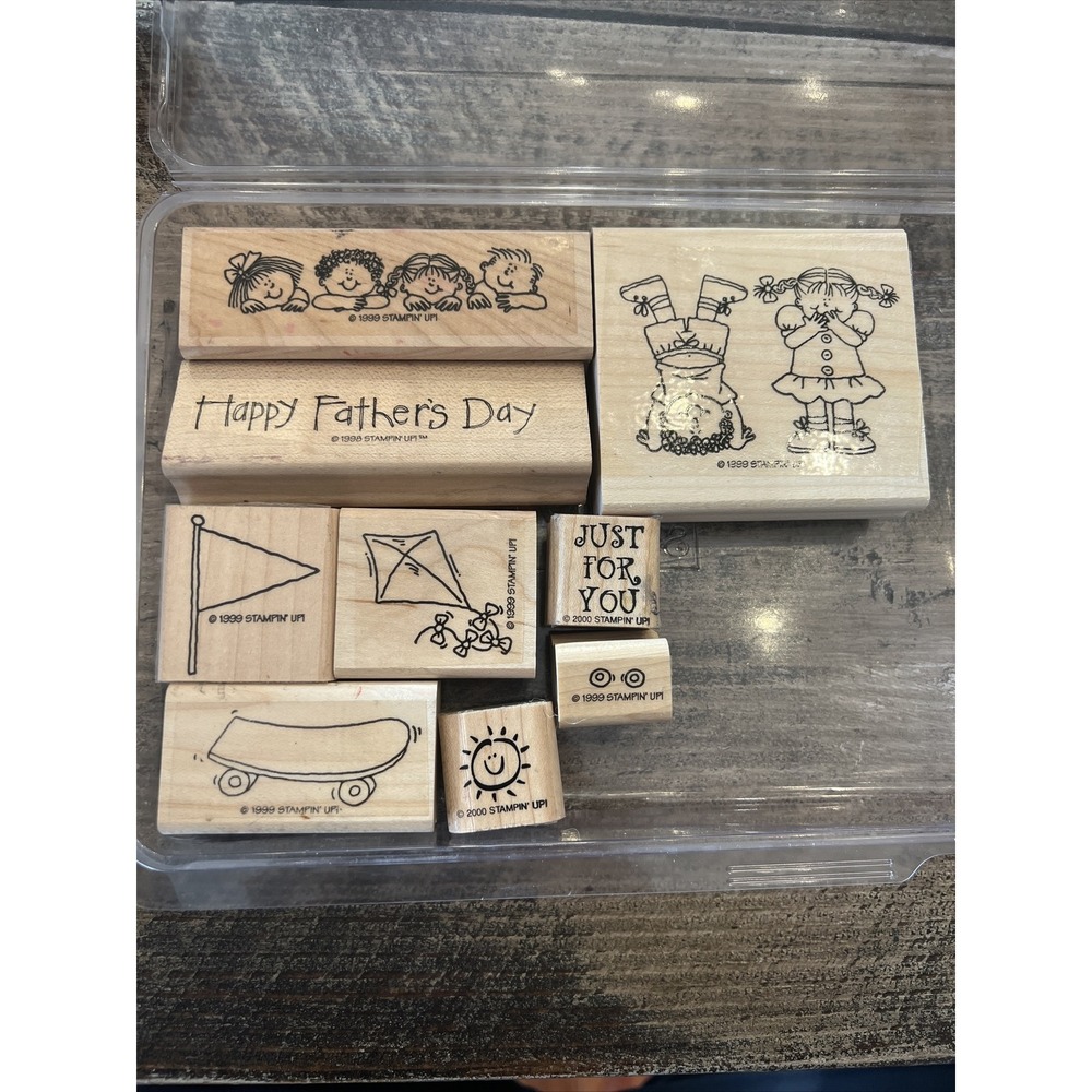 Lot of 9 Vintage Stampin Up! Retired Rubber Stamps 98' 99'00'